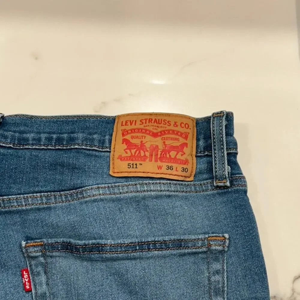 Levi's 511 Slim Fit Jeans Mens W36 L30 Blue Stretch Denim Pants Medium Wash